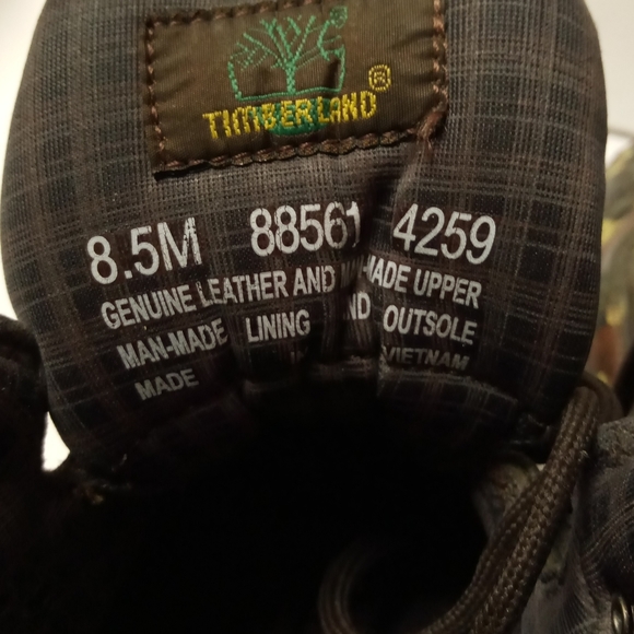 Timberland Ankle Boots Mens Leather Green & Yellow Graphic Design Emboss Sz 8.5M - Picture 11 of 12